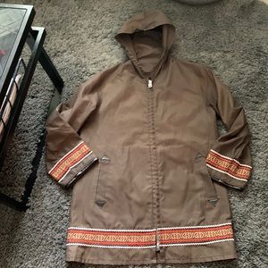 Vintage coat with leather trim